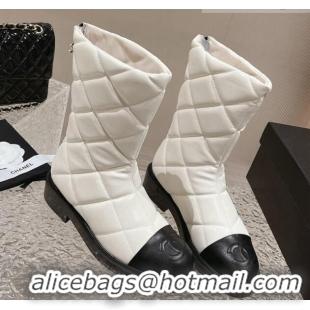 Best Price Chanel Quilted Calfskin Ankle Boots 4cm White 011047