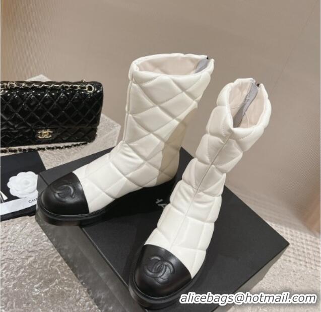 Best Price Chanel Quilted Calfskin Ankle Boots 4cm White 011047