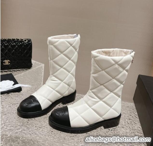 Best Price Chanel Quilted Calfskin Ankle Boots 4cm White 011047