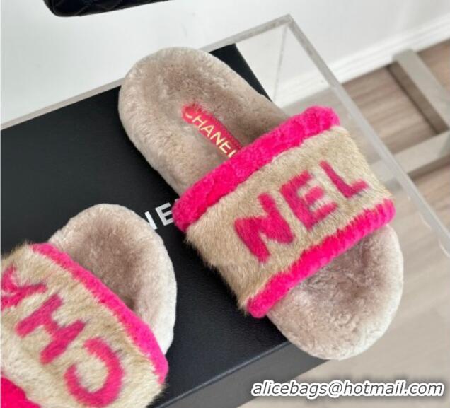 Purchase Chanel Wool Flat Slide Sandals Beige 1011049