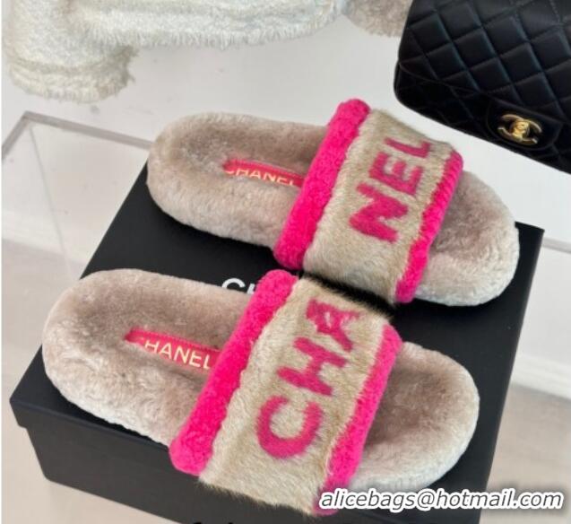 Purchase Chanel Wool Flat Slide Sandals Beige 1011049