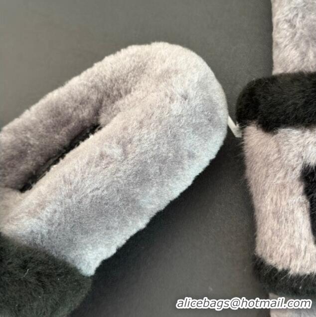 Top Quality Chanel Wool Flat Slide Sandals Grey 011051