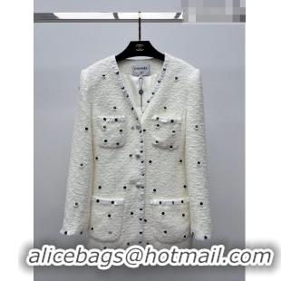 ​Luxurious Grade Chanel Tweed Jacket CH102634 White 2023