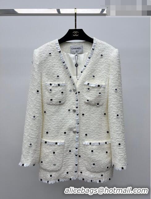 ​Luxurious Grade Chanel Tweed Jacket CH102634 White 2023