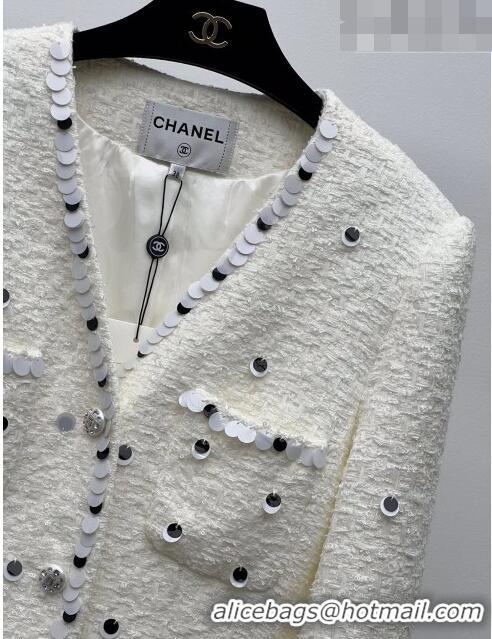 ​Luxurious Grade Chanel Tweed Jacket CH102634 White 2023