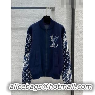 Famous Brand Louis Vuitton Monogram Knit Jacket LV102648 Blue 2023