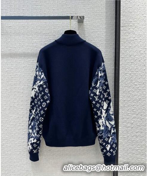 Famous Brand Louis Vuitton Monogram Knit Jacket LV102648 Blue 2023