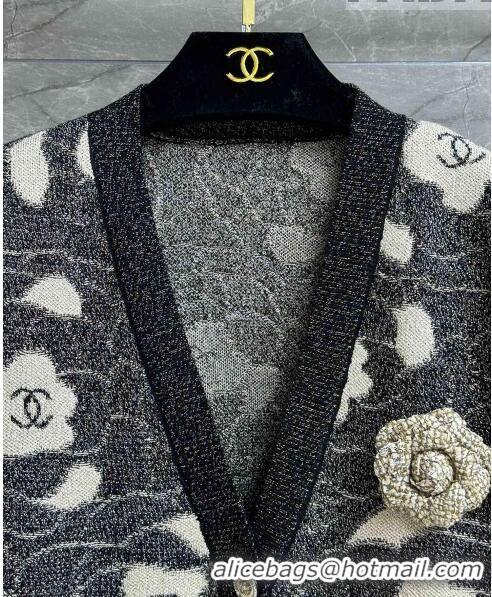 Famous Brand Chanel Camellia Cashmere Cardigan CH102649 Grey 2023