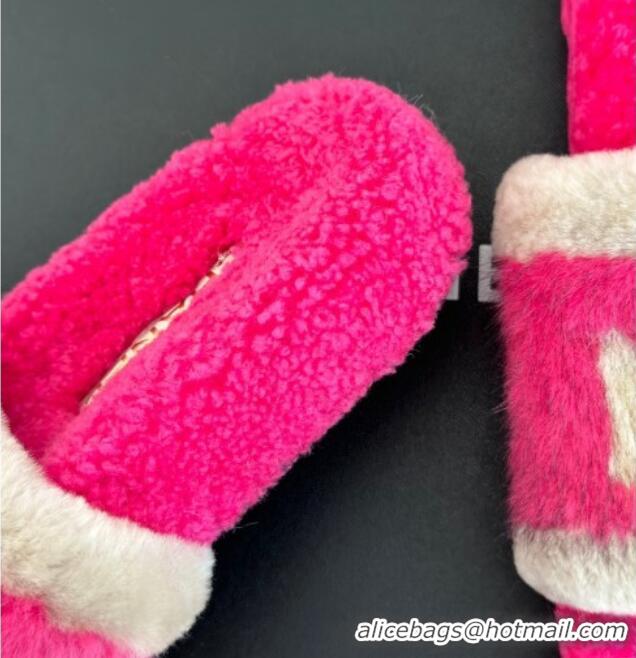 Grade Quality Chanel Wool Flat Slide Sandals Dark Pink 1011053