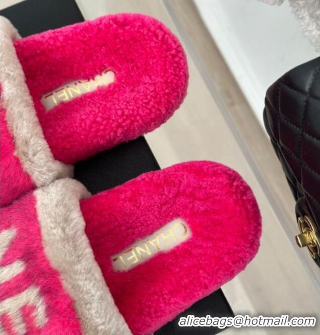 Grade Quality Chanel Wool Flat Slide Sandals Dark Pink 1011053