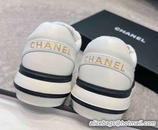 Buy Luxury Chanel Calfskin CC Sneakers White 011056