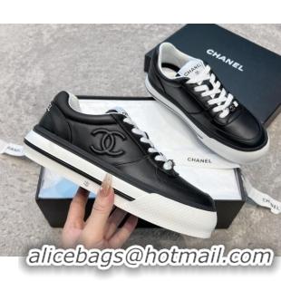 Buy Discount Chanel Calfskin CC Sneakers Black 011057