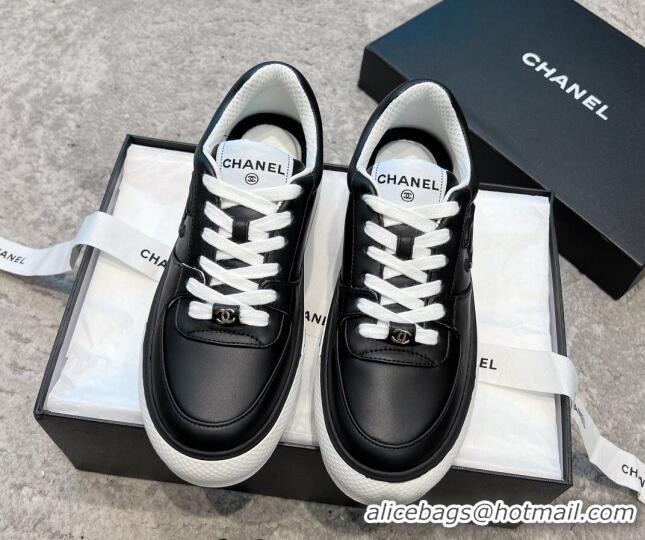 Buy Discount Chanel Calfskin CC Sneakers Black 011057