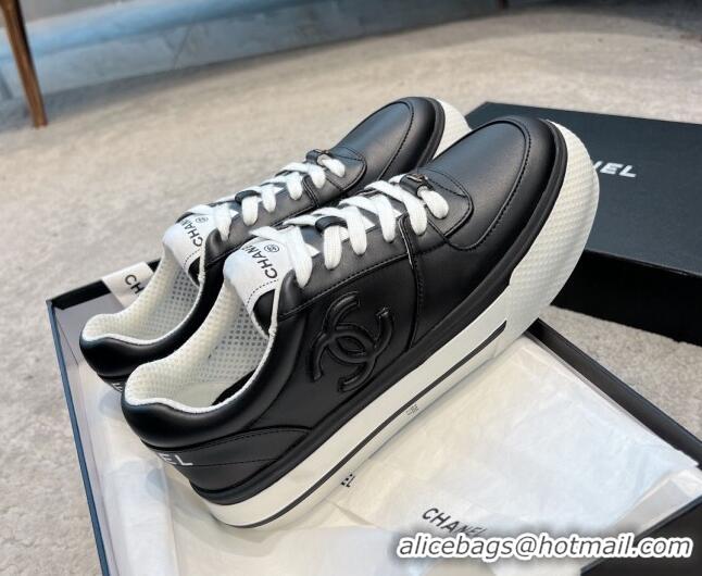 Buy Discount Chanel Calfskin CC Sneakers Black 011057