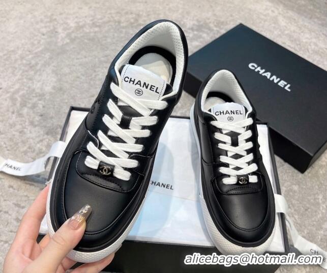 Buy Discount Chanel Calfskin CC Sneakers Black 011057