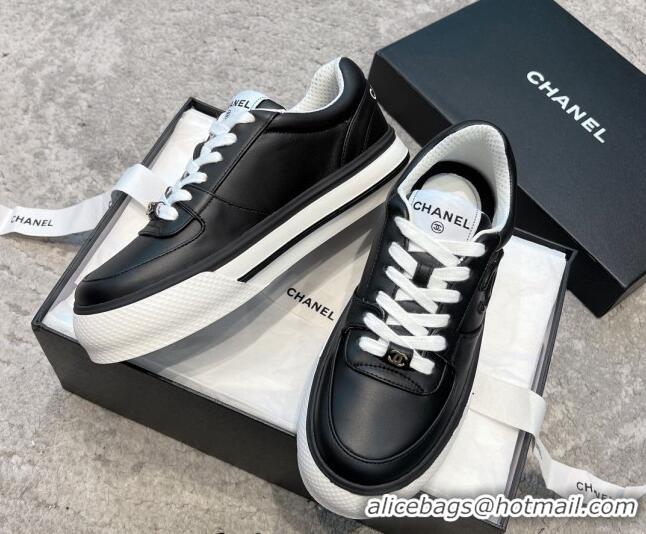 Buy Discount Chanel Calfskin CC Sneakers Black 011057