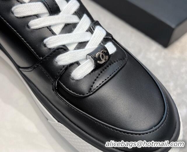 Buy Discount Chanel Calfskin CC Sneakers Black 011057