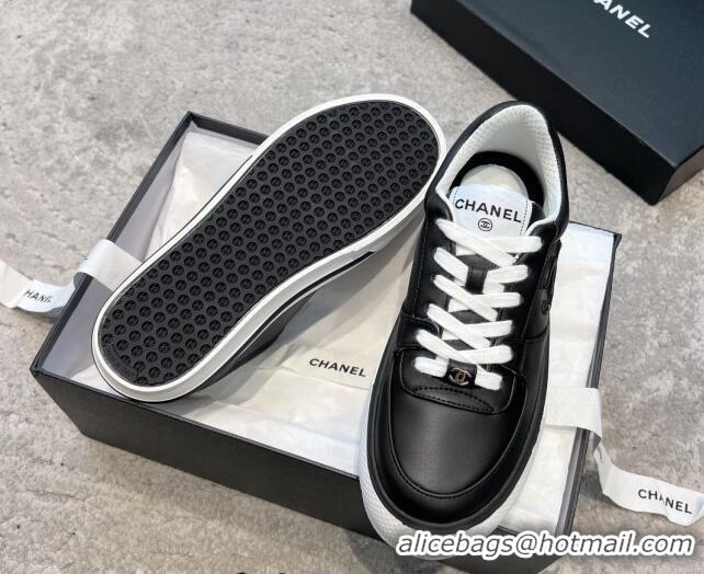 Buy Discount Chanel Calfskin CC Sneakers Black 011057