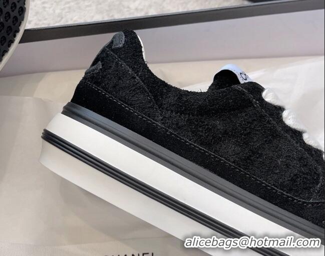 Best Price Chanel Suede Platform Sneakers Black 011059