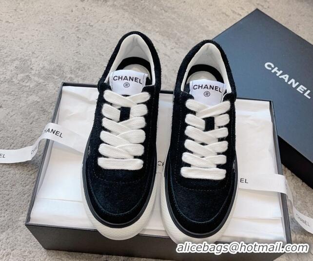 Best Price Chanel Suede Platform Sneakers Black 011059