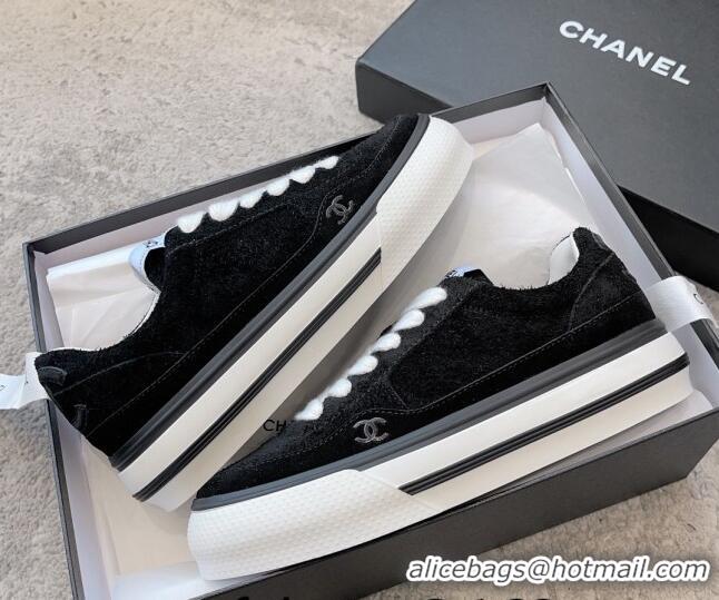 Best Price Chanel Suede Platform Sneakers Black 011059