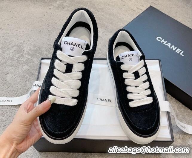 Best Price Chanel Suede Platform Sneakers Black 011059