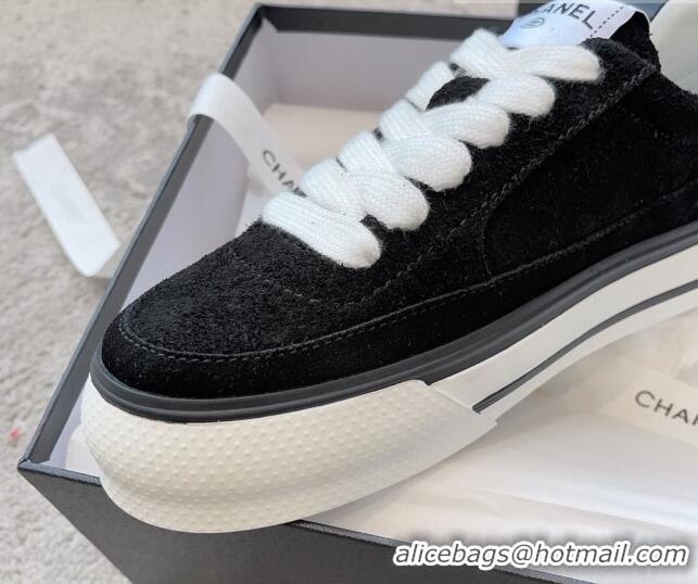 Best Price Chanel Suede Platform Sneakers Black 011059