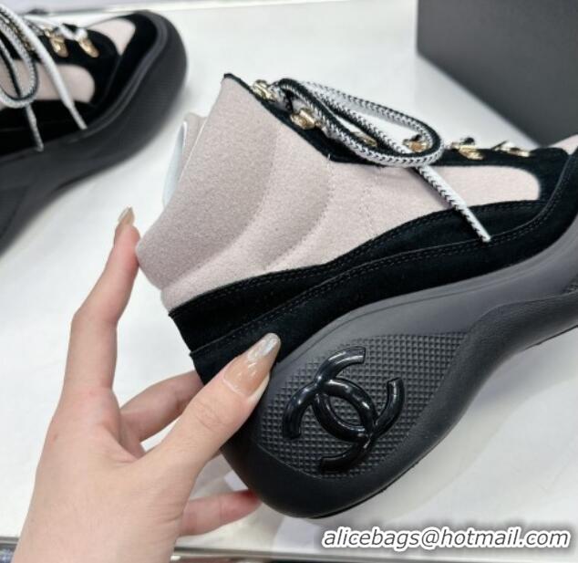 Durable Chanel Coco Neige Wool and Suede Snow Sneakers 5cm G45337 Light Pink 011060