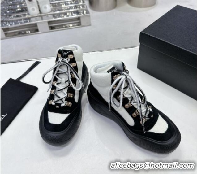 Good Quality Chanel Coco Neige Wool and Suede Snow Sneakers 5cm G45337 White/Black 1011061