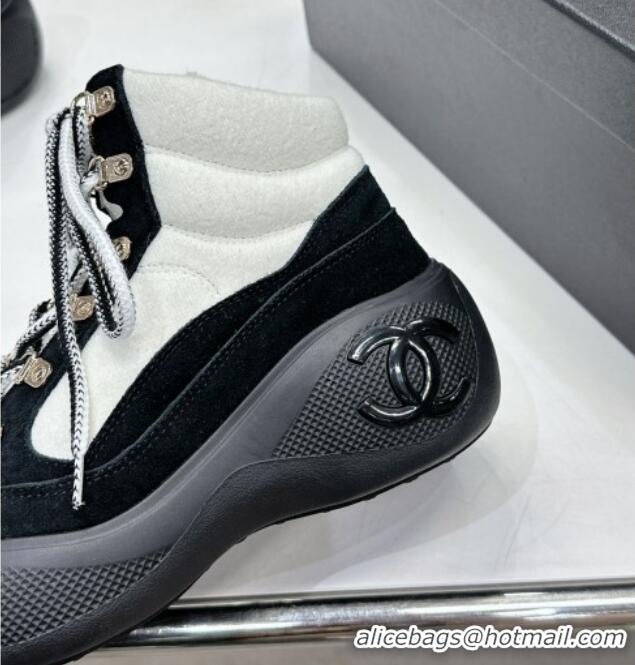 Good Quality Chanel Coco Neige Wool and Suede Snow Sneakers 5cm G45337 White/Black 1011061