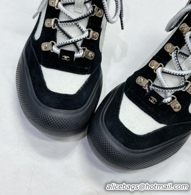 Good Quality Chanel Coco Neige Wool and Suede Snow Sneakers 5cm G45337 White/Black 1011061