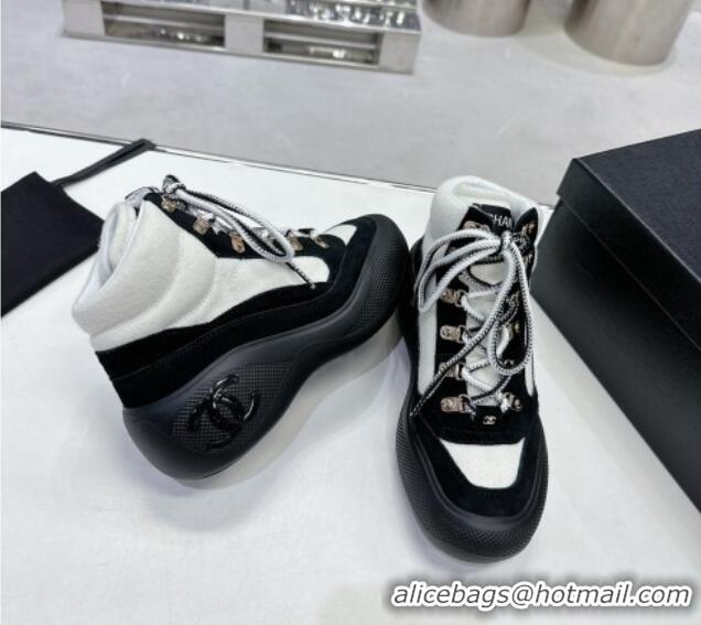 Good Quality Chanel Coco Neige Wool and Suede Snow Sneakers 5cm G45337 White/Black 1011061