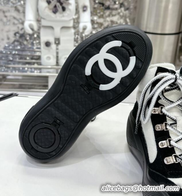 Good Quality Chanel Coco Neige Wool and Suede Snow Sneakers 5cm G45337 White/Black 1011061