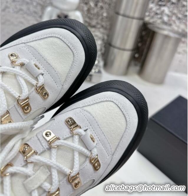 Best Product Chanel Coco Neige Wool and Suede Snow Sneakers 5cm G45337 White/Black 011063