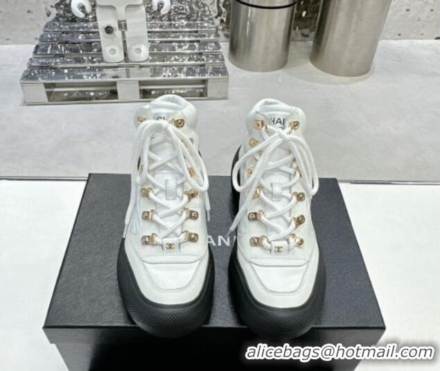 Lowest Price Chanel Coco Neige Fabric and Calfskin Snow Sneakers 5cm G45337 White/Black 011064