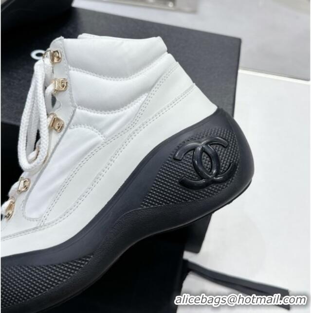 Lowest Price Chanel Coco Neige Fabric and Calfskin Snow Sneakers 5cm G45337 White/Black 011064