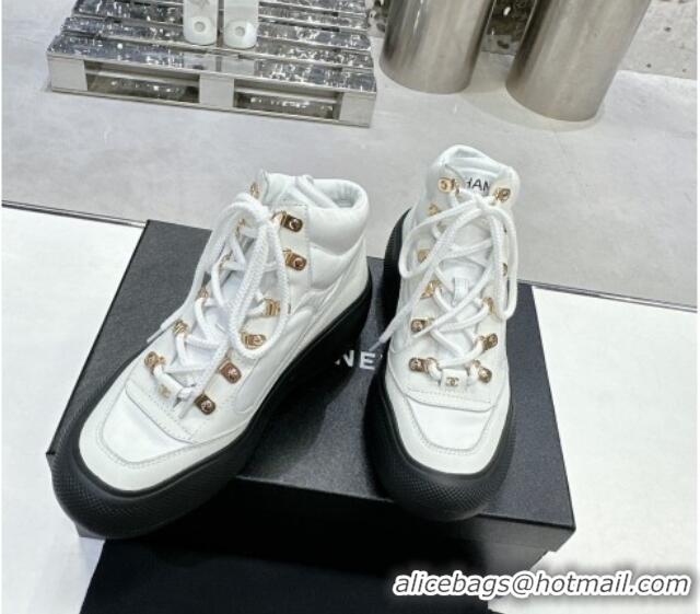 Lowest Price Chanel Coco Neige Fabric and Calfskin Snow Sneakers 5cm G45337 White/Black 011064