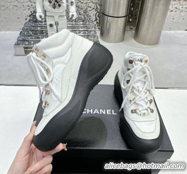 Lowest Price Chanel Coco Neige Fabric and Calfskin Snow Sneakers 5cm G45337 White/Black 011064