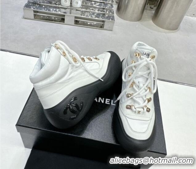 Lowest Price Chanel Coco Neige Fabric and Calfskin Snow Sneakers 5cm G45337 White/Black 011064