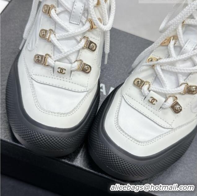 Lowest Price Chanel Coco Neige Fabric and Calfskin Snow Sneakers 5cm G45337 White/Black 011064