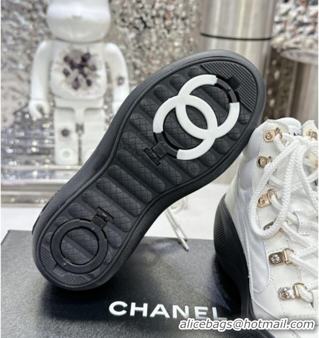 Lowest Price Chanel Coco Neige Fabric and Calfskin Snow Sneakers 5cm G45337 White/Black 011064