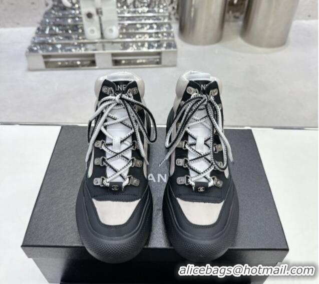 Top Grade Chanel Coco Neige Fabric and Calfskin Snow Sneakers 5cm G45337 Nude 1011065