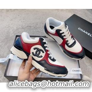 Charming Chanel Calfskin Sneakers G45333 White/Black/Red 011068