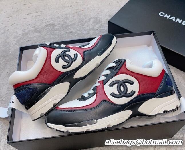 Charming Chanel Calfskin Sneakers G45333 White/Black/Red 011068