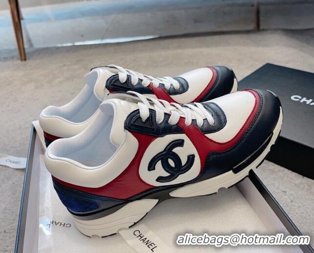 Charming Chanel Calfskin Sneakers G45333 White/Black/Red 011068