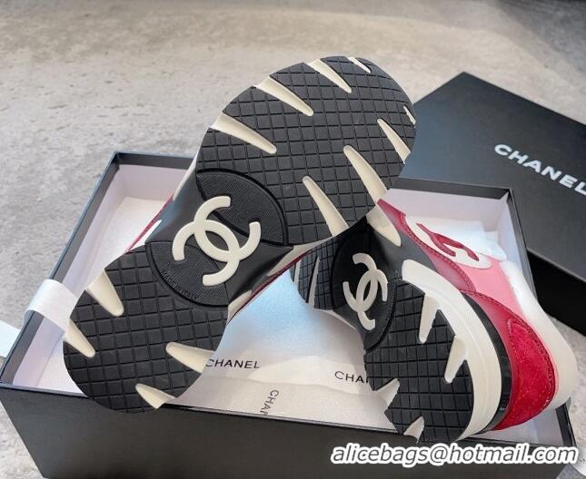 Top Design Chanel Calfskin Sneakers G45333 White/Red/Pink 011069