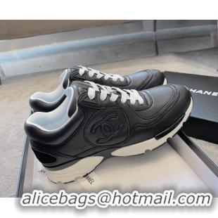 Shop Duplicate Chanel Calfskin Sneakers G45333 Black 011071