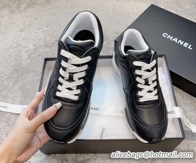 Shop Duplicate Chanel Calfskin Sneakers G45333 Black 011071