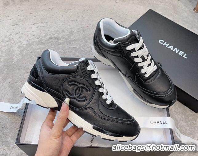 Shop Duplicate Chanel Calfskin Sneakers G45333 Black 011071