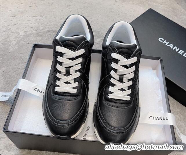 Shop Duplicate Chanel Calfskin Sneakers G45333 Black 011071